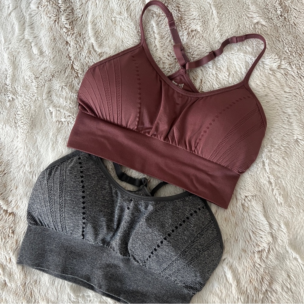 ProFit Women's Seamless Bralette Set - Burgundy and Gray